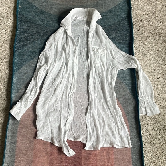 Zoye Chen White Gauzy Button-Up Flowy Swim Coverup - Picture 8 of 16